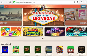 LeoVegas Mobile Casino's Lobby