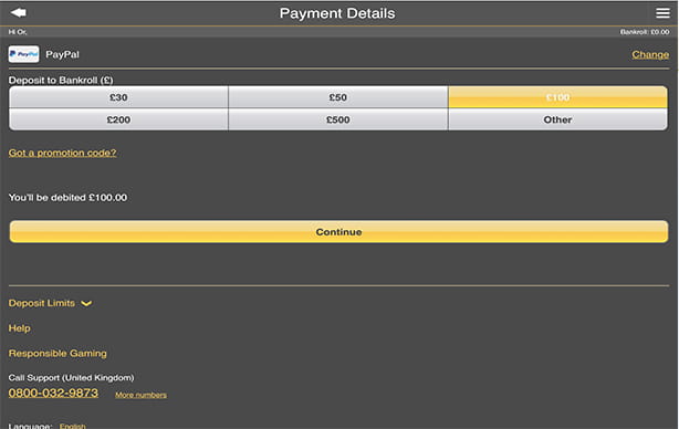 Choosing the PayPal Deposit Amount at an Online Casino