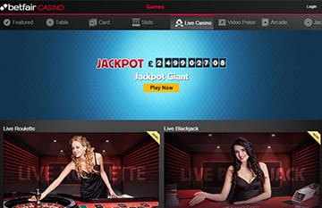 Live Dealer Lobby at Betfair Mobile Casino